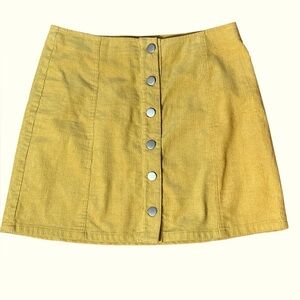 Button-Front Corduroy a-line mini Skirt